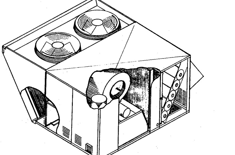 AAON RE Series heating, cooling and combination rooftop unit cutaway illustration