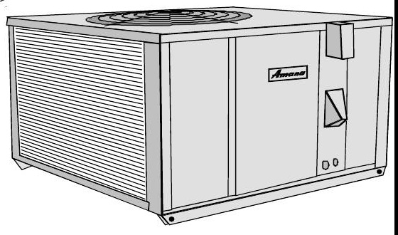 Amana C-chassis commercial packaged rooftop unit, shared cabinet used across PGA**C, PGB**C and PHB**C model lines