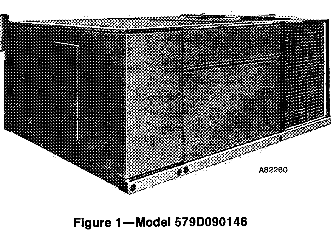Bryant 579D packaged gas heating/electric cooling rooftop unit, factory photo shown mounted on roof curb