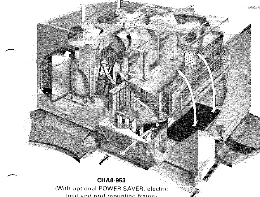 Lennox CHA8-953 single package rooftop air conditioner cutaway (CHA8/GCS3 953-2753 series)