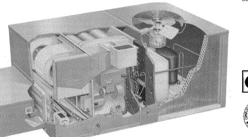 Lennox GCS9 series single package DX cooling and gas heating rooftop unit cutaway