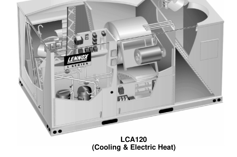 Lennox LCA120 packaged L Series rooftop cooling and electric heat unit cutaway