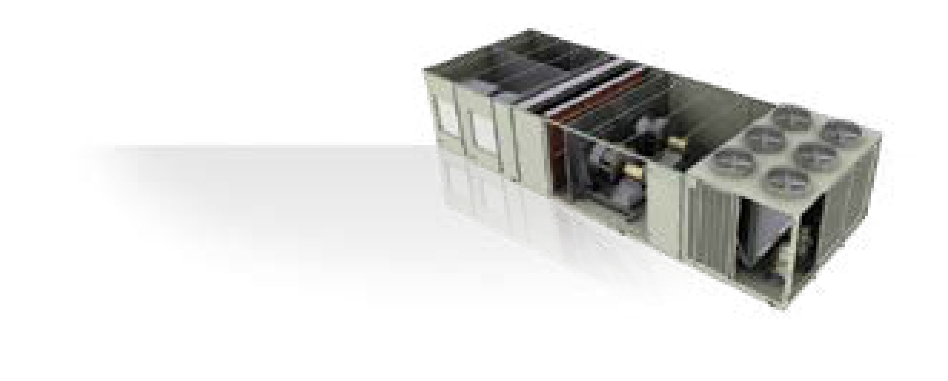 Trane IntelliPak I packaged rooftop / commercial self-contained air conditioner cutaway rendering